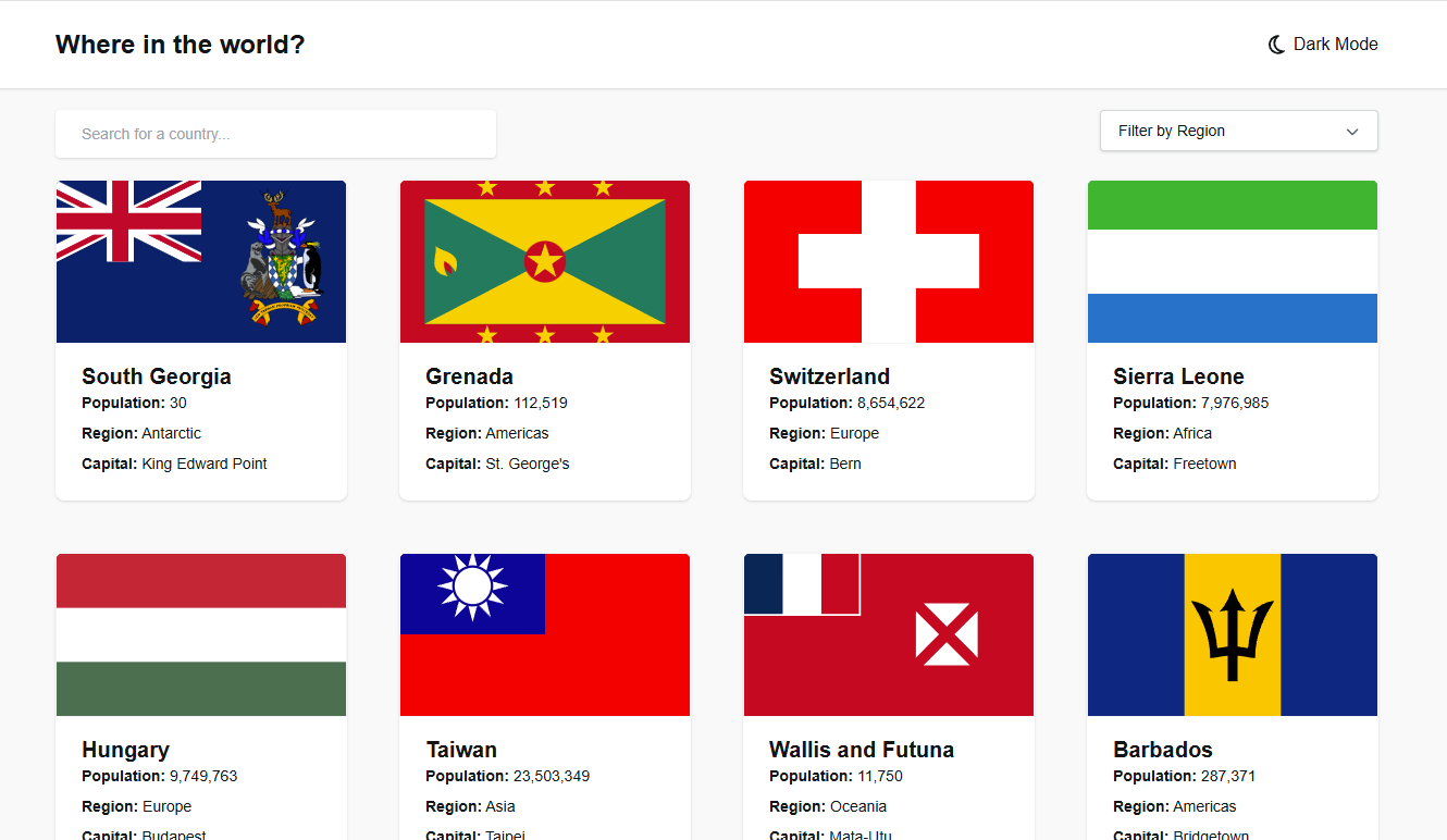 Screenshot of Countries Explorer